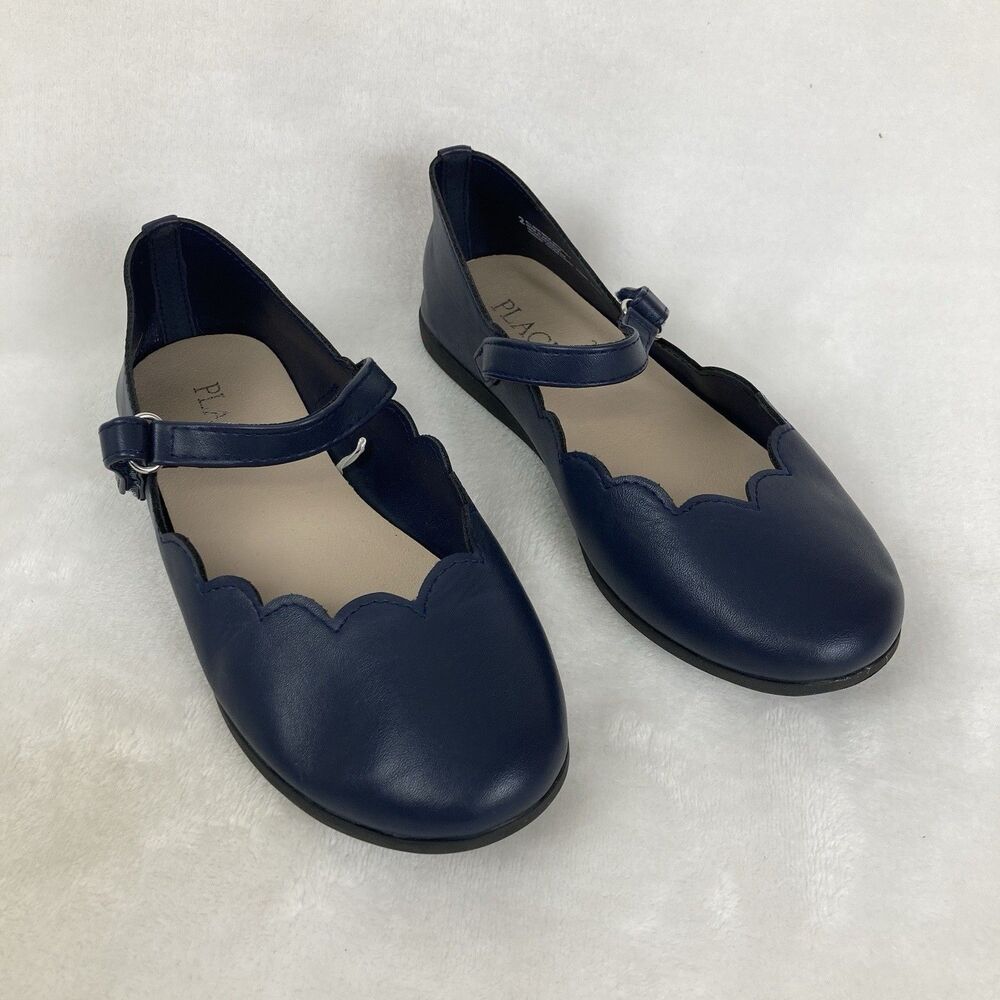 Childrens Place Mary Jane Flats Girl’s Size 2 Navy Blue Faux Leather Shoes